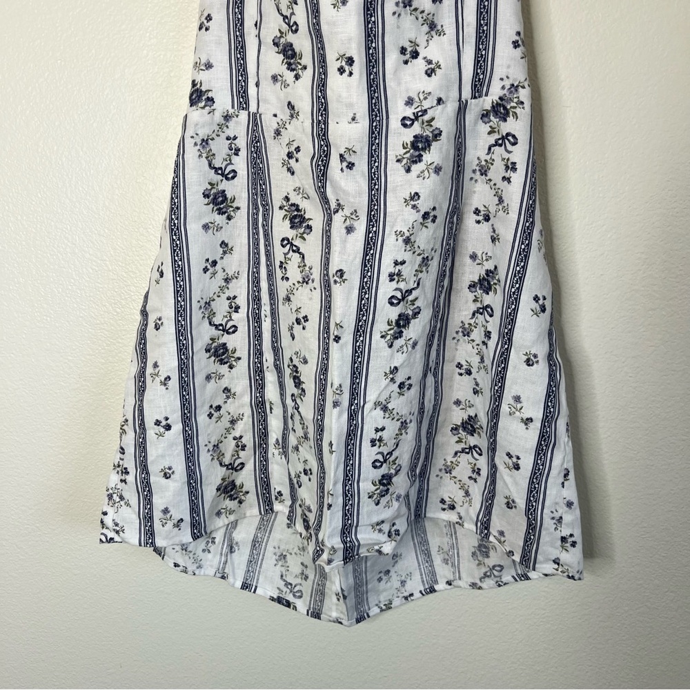 Reformation Linen Floral Striped Halter Dress - Picture 3 of 6